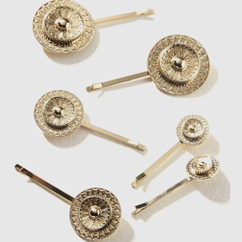 Anthropologie Set of Six Medallion Coin Hair Pins